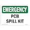 Signmission Safety Sign, OSHA EMERGENCY, 7" Height, PCB Spill Kit, Landscape OS-EM-D-710-L-10402 - alternate 1
